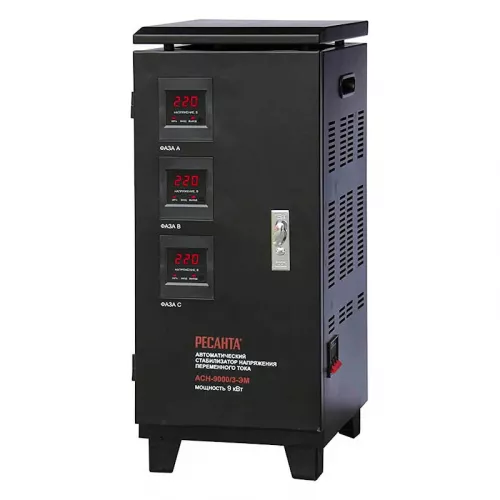 Ресанта АСН-9000/3-ЭМ трехфазный стабилизатор напряжения 63/4/4