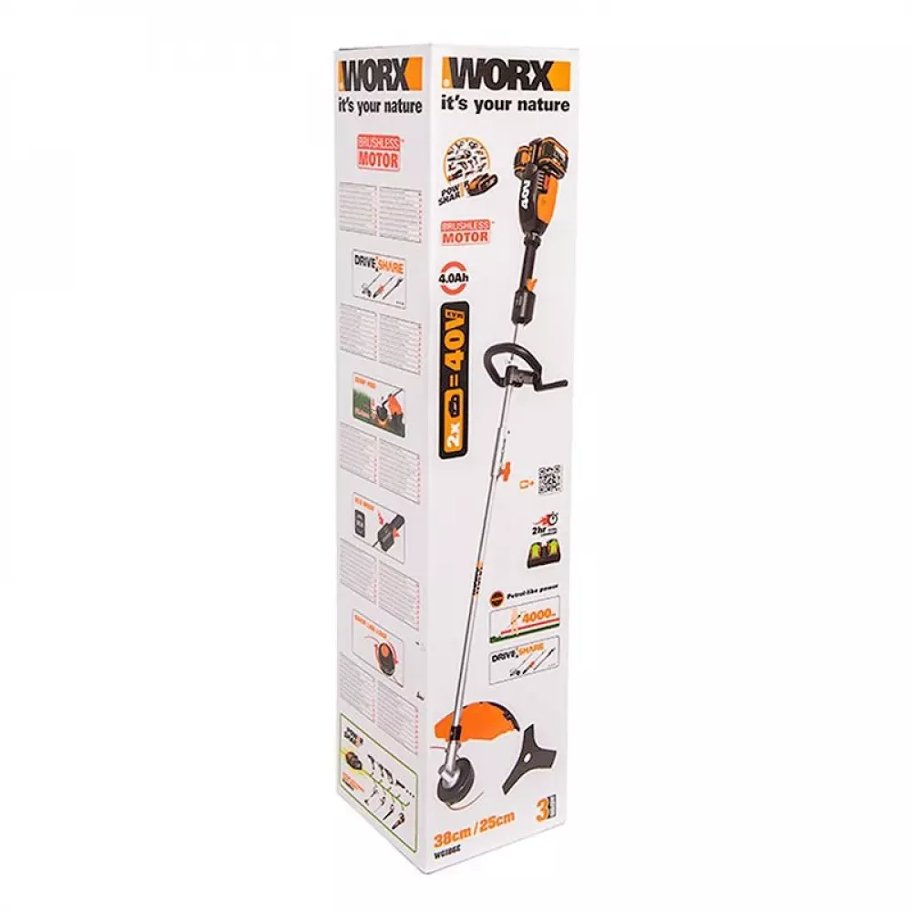 WORX WG186E.1 триммер аккумуляторный (2 x 4 Ач, ЗУ)