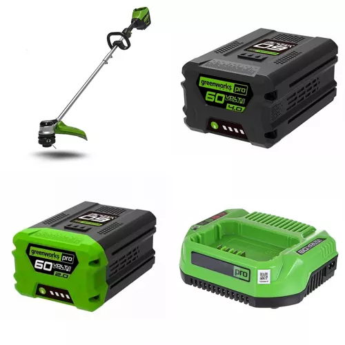 Greenworks GD60LT триммер аккумуляторный с АКБ G60B4 и G60B2 + ЗУ G60B2/G60C в комплекте