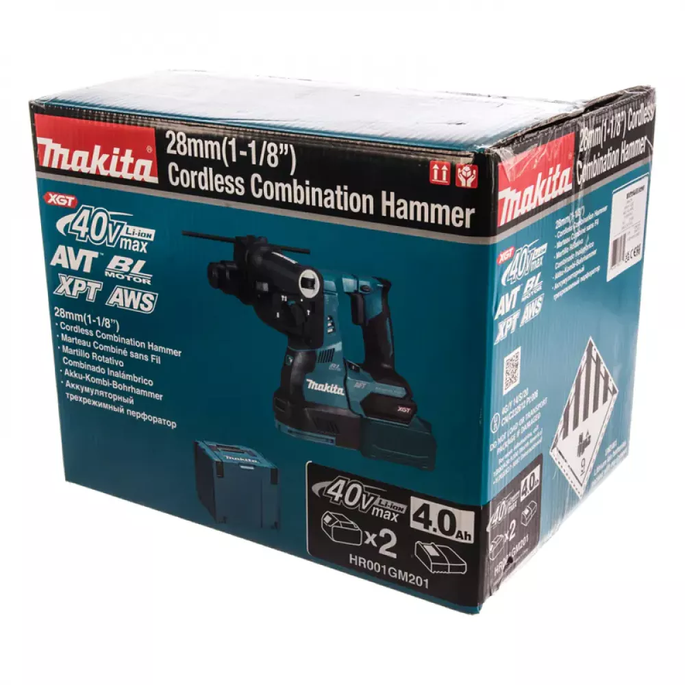 Makita HR001GM201 аккумуляторный перфоратор (2 x 4 Ач, ЗУ)