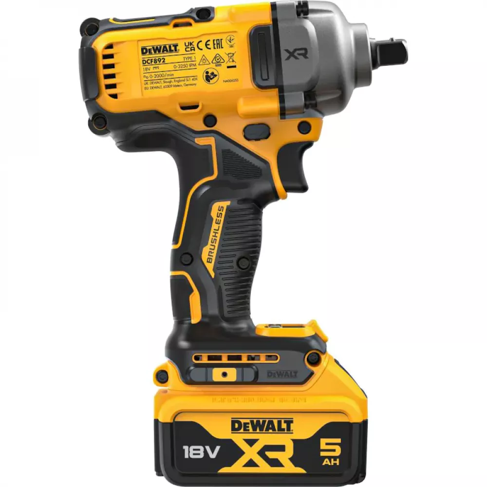 DeWalt DCF892P2T-QW аккумуляторный импульсный гайковёрт (2 x 5 Ач, ЗУ)